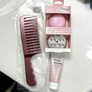 Ouidad Bundle: Double Prong Detangler, Curl Scalp Brush, and Scalp + Hair Rinse